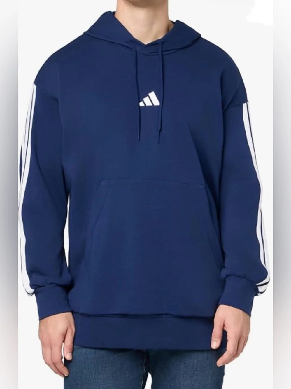 adidas Men's Essentials 3-Stripes French Terry Hoodie Big & Tall Sz XLT Blue New